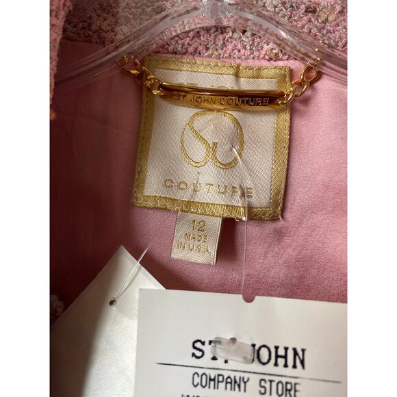 St. John Couture Embellished Knit Pink Blush Multi Jacket & Dress Suit- Size 12 - Picture 9 of 16
